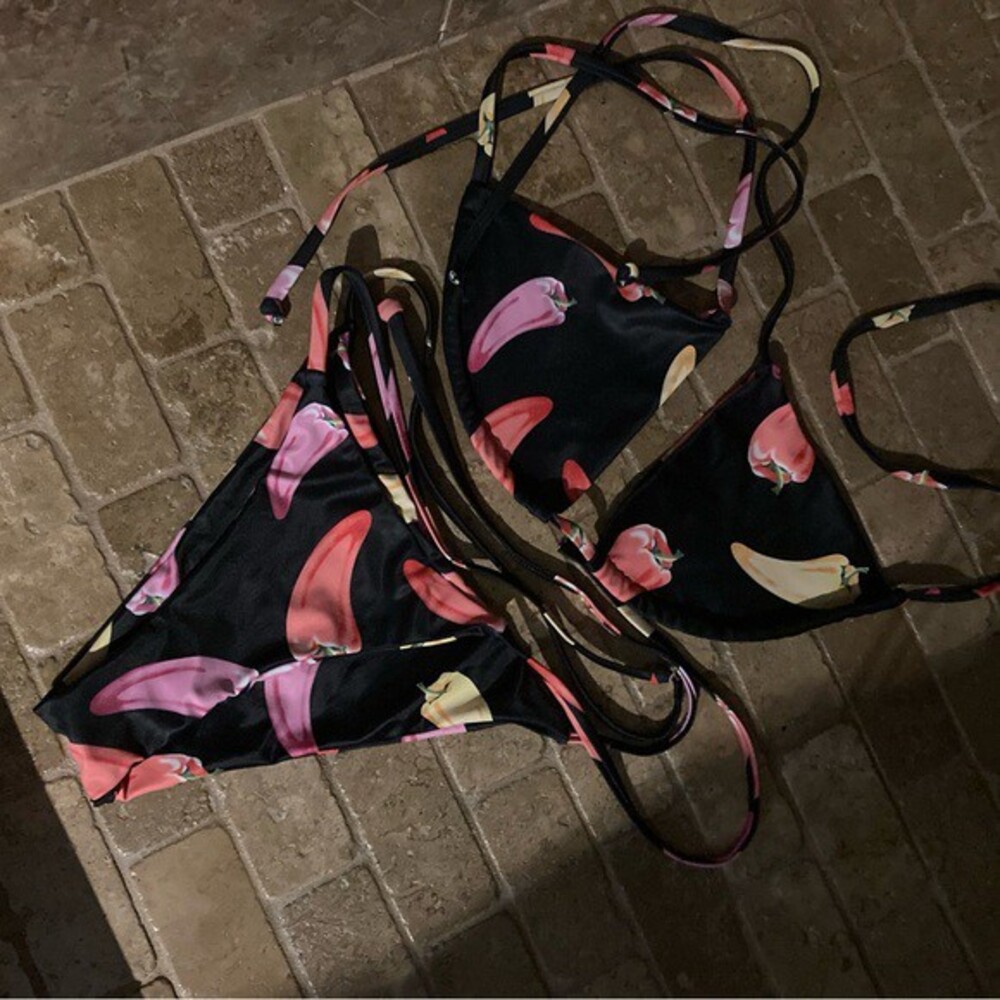 Colorful Pepper Print Bikini Set New without Tags